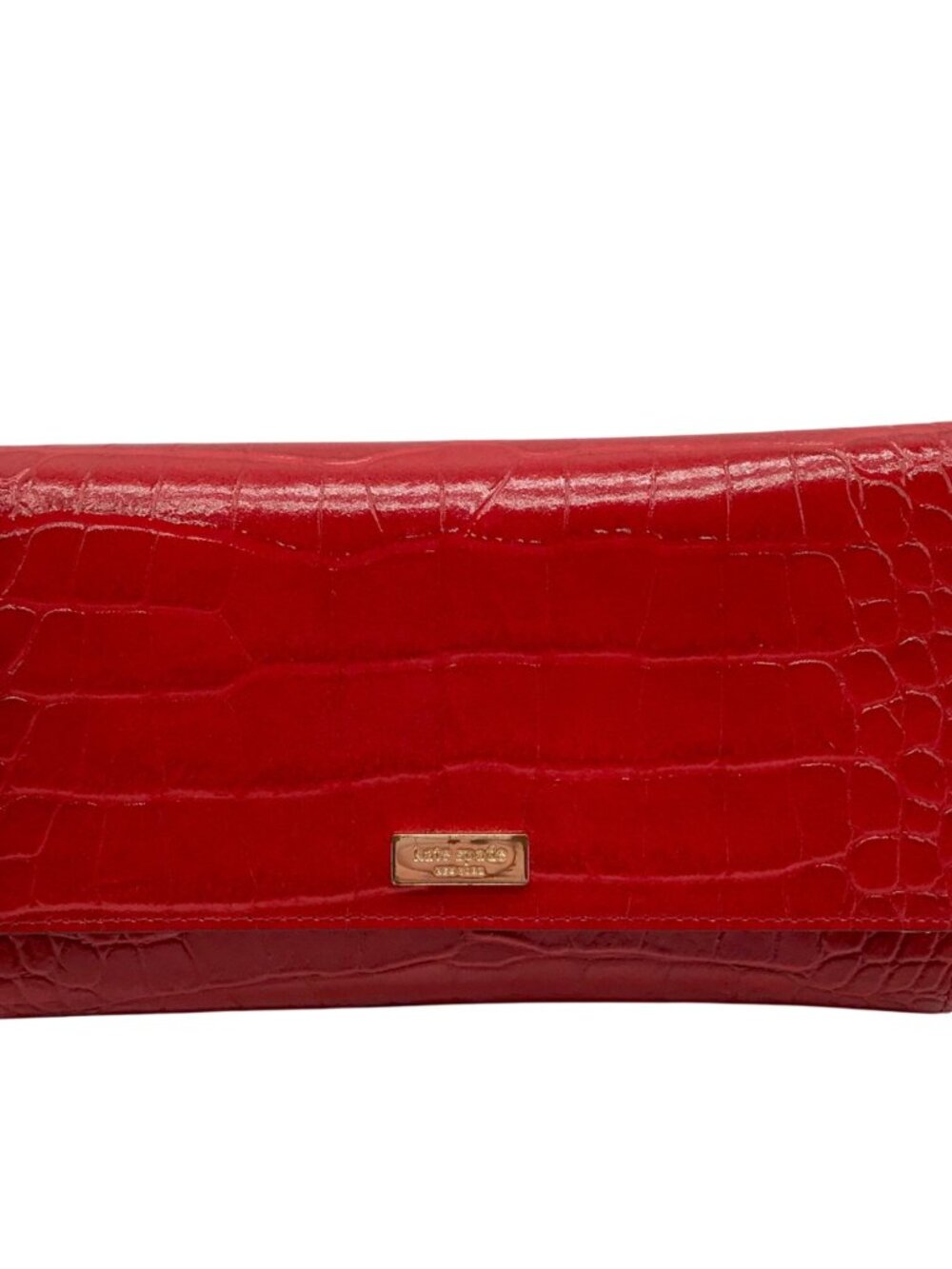 Kate Spade Red Croc Embossed Leather Bristol Drive Phoenix Wallet